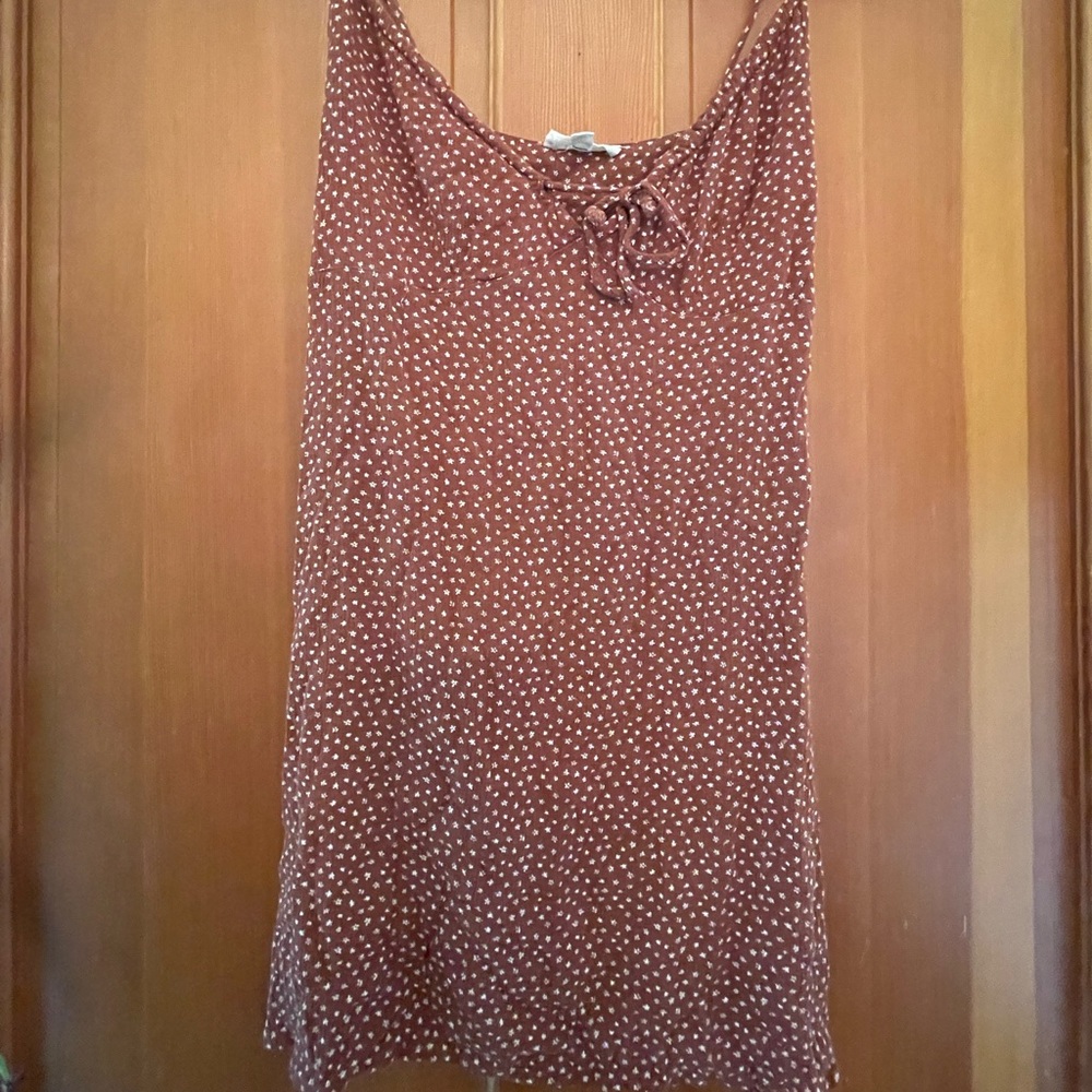L. A. Hearts dress/ tank brown with tiny cream colored floral print size S